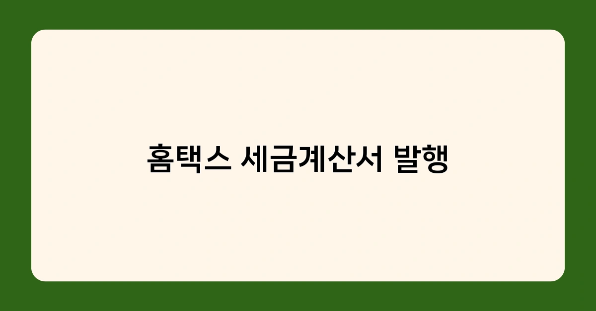홈택스 세금계산서 발행으로 세무 신고 걱정 끝! 개인사업자 필수 꿀팁